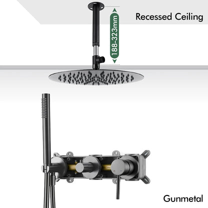 Gunmetal Shower Faucet 8-16 Wall Mounted Concealed Control