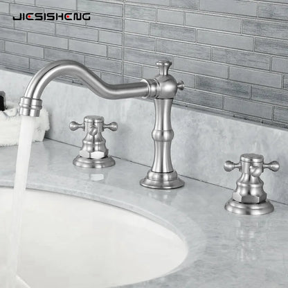 Widespread Bathroom Sink Faucet Hole Deck Mounted Dual