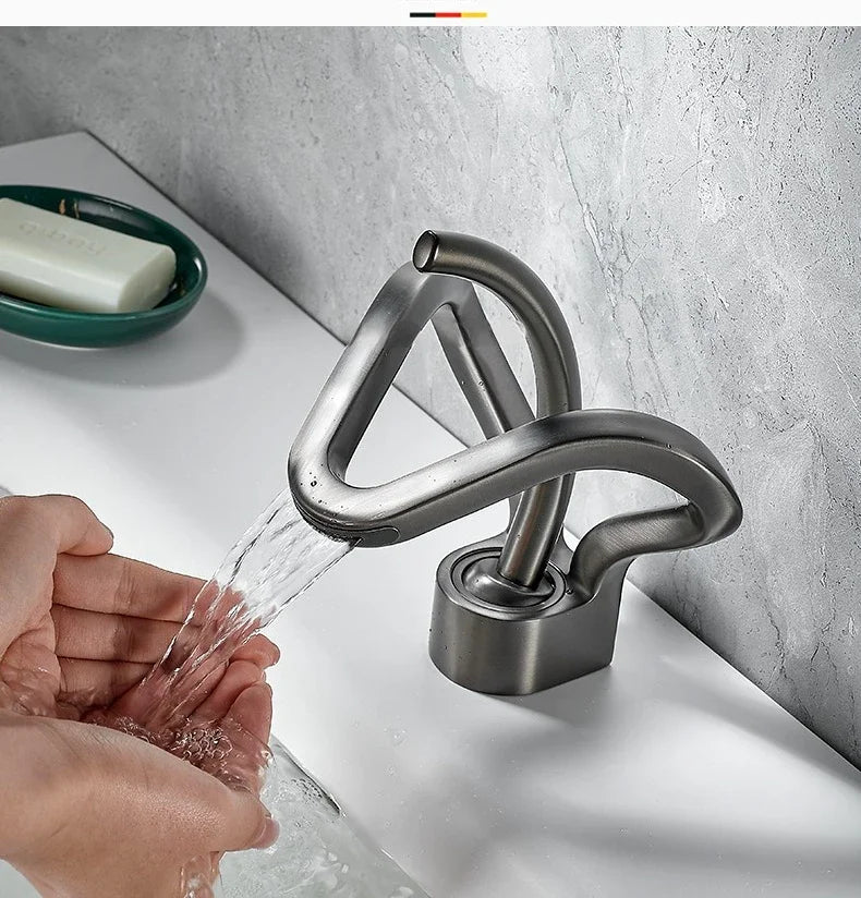 Faucet Bathroom Hollow Out Design Waterfall Basin Mixer