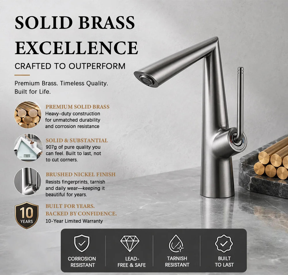 Solid Brass Basin Faucet Deck Mounted Bathroom Faucet