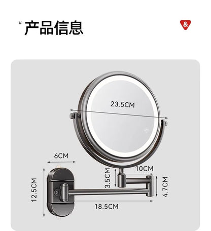 Rotatable Led Light Suction Cup Makeup Wall Mirror