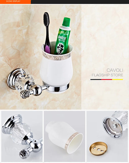 Luxury Crystal Silver Bathroom Chrome Polished Brass Bath