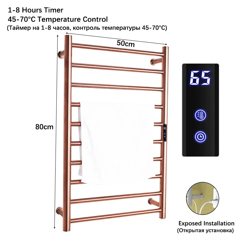 Bathroom Electric Heated Towel Rail Gold Smart Touch