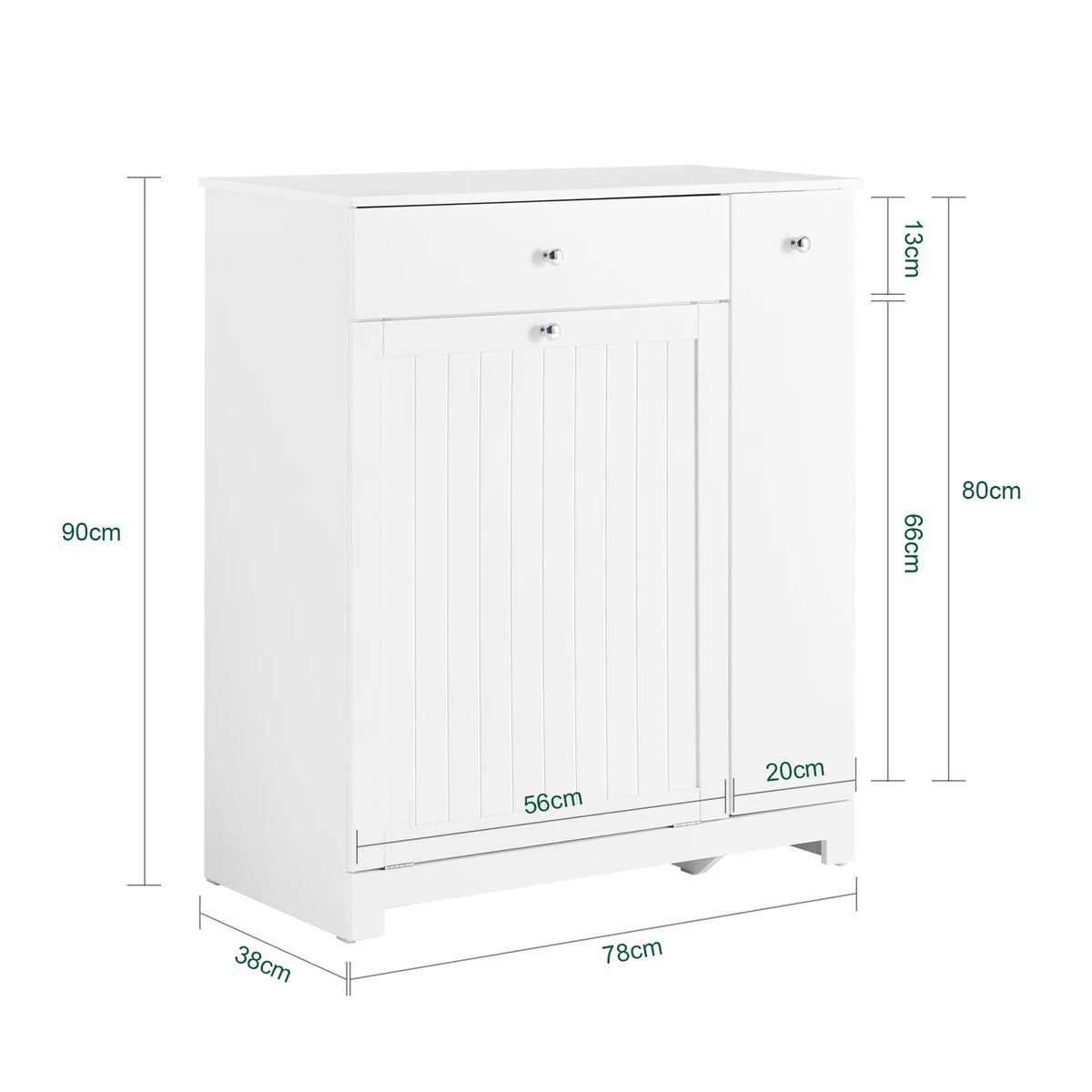 Sobuy Bzr214-W Bathroom Cabinet Laundry Collector Drawer Baskets