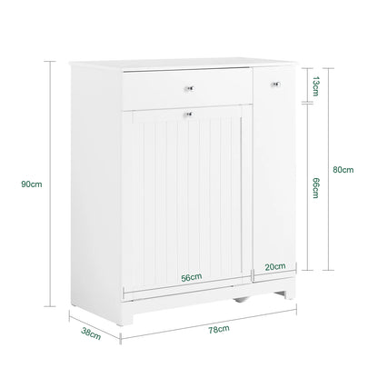 Sobuy Bzr214-W Bathroom Cabinet Laundry Collector Drawer Baskets