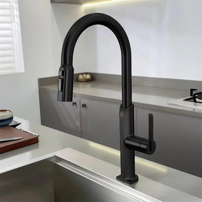 Brushed Gold Pull Out Faucet Sus304 Sink Faucet