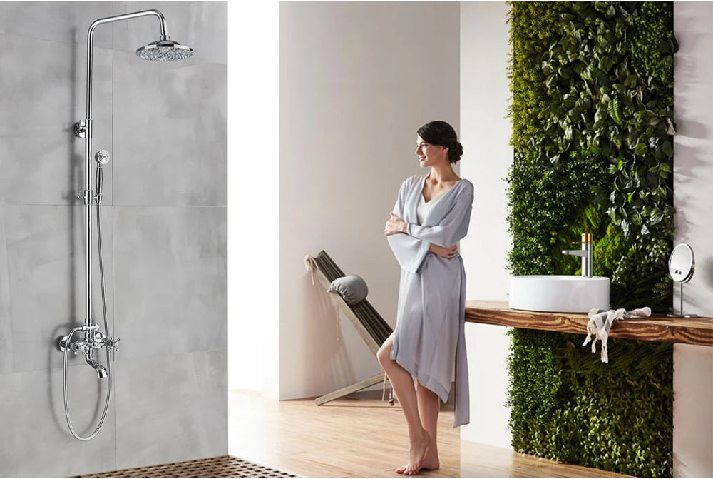 Bathroom Shower Faucet Brass Rainfall Shower Mixer Tap