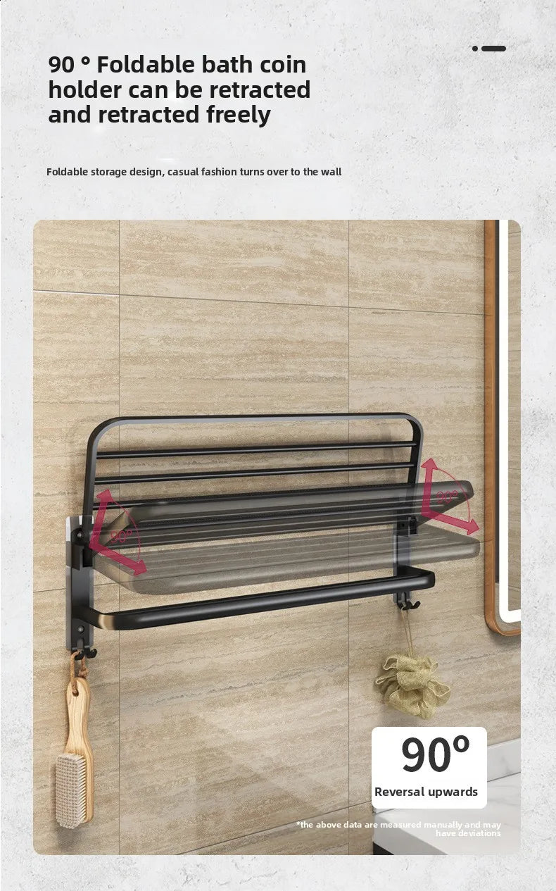 Foldable Towel Rack - No Drill Bathroom Space