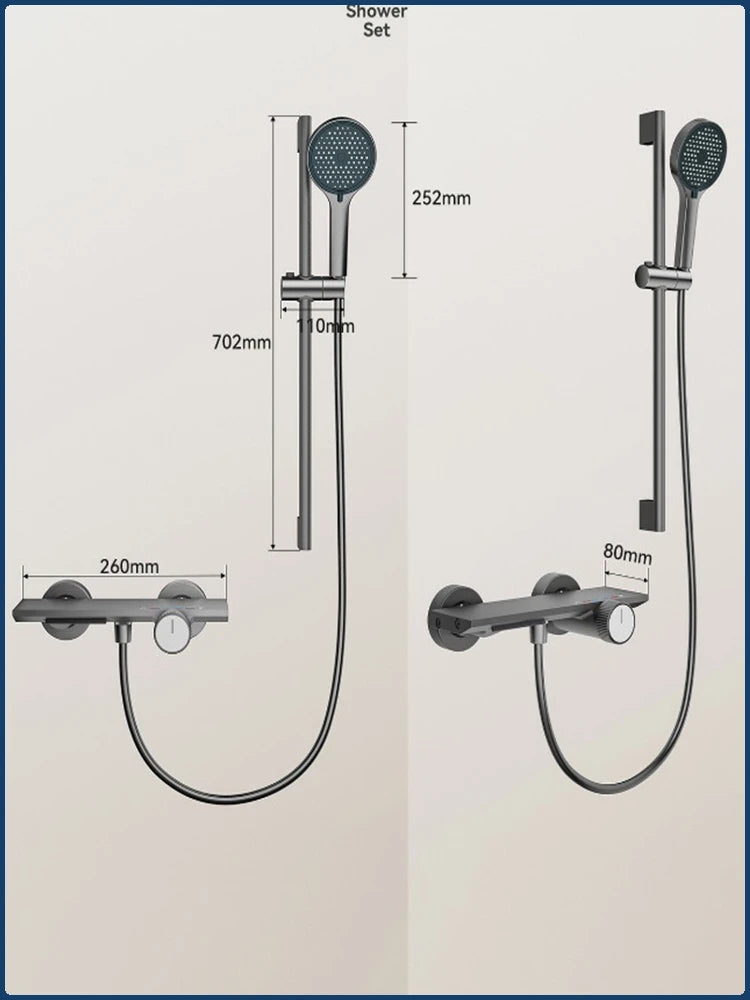 Two Ways Water Outlet Knobbed Bathroom Shower System