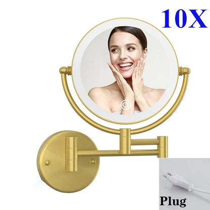 10x Magnifying Led Folding Bathroom Mirrors Walll Mounted