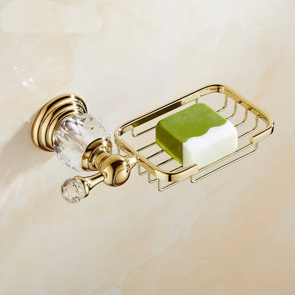 Shower Shelf Toilet Paper Holder Golden Crystal Wall