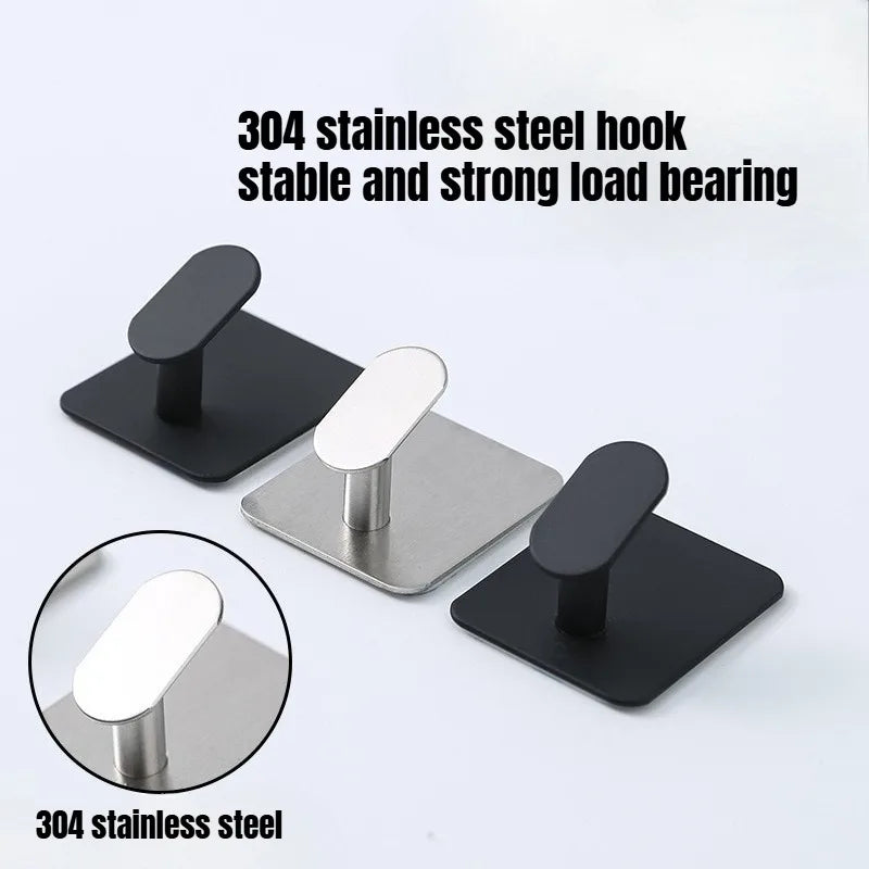 1/4pc Bathroom Stainless Steel Robe Hook Multi-Purpose Adhesive