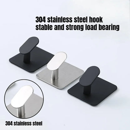 1/4pc Bathroom Stainless Steel Robe Hook Multi-Purpose Adhesive