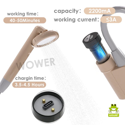 Wower Shower 2200mah Ipx8 Waterproof Electric Shower 2m