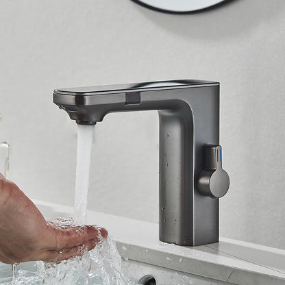 Gun Grey Smart Sensor Basin Faucet Digital Display