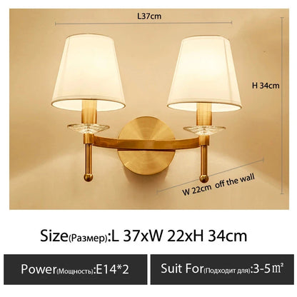 Modern Wall Sconce White Fabric Shade E27 Gold