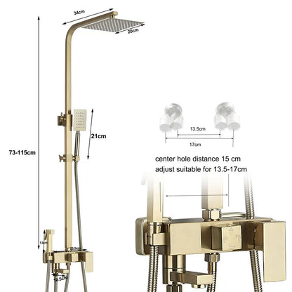 Golden Shower Faucet Rainfall 3/4-Way Bathtub Tap Bathroom