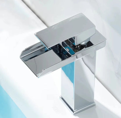 Black Waterfall Bathroom Basin Faucet Square Vanity Sink