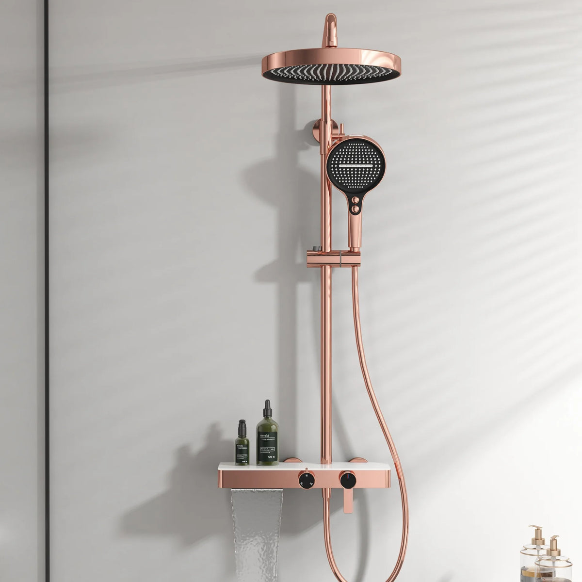 Pink Waterfall Piano Bathroom Shower 12 Inch Rainfall