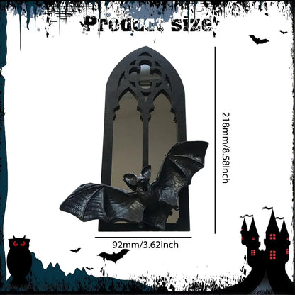 Gothic Arch Mirror Bat Wall Mirror Wood Accent