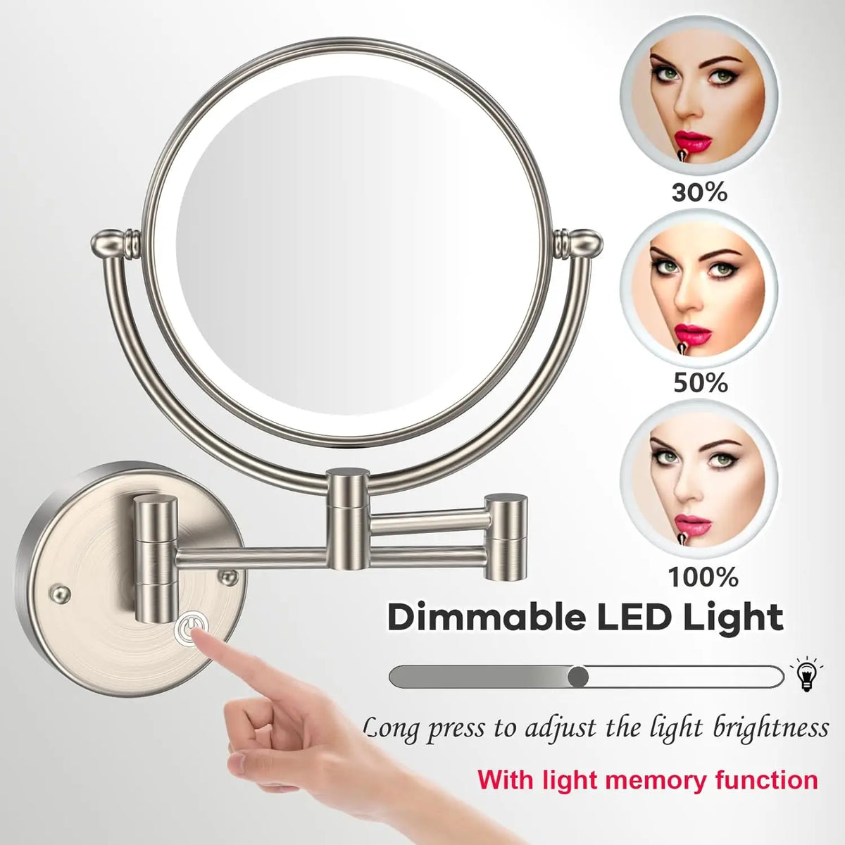 Rose Gold Touch On Led Folding Bathroom Mirror