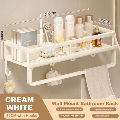Punch-Free Bathroom Rack Bathroom Shelf Toilet Space Aluminum