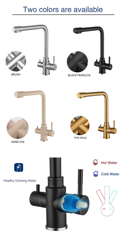 Ula Filtered Faucet Gold Purifier Faucet Dual Sprayer