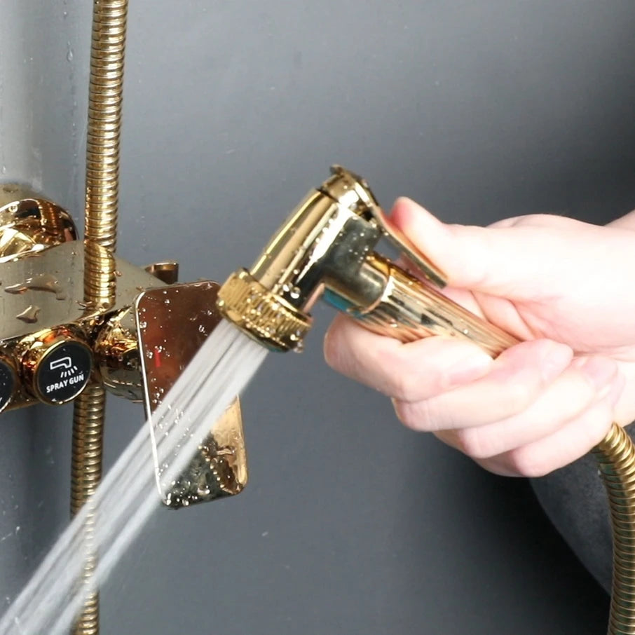 Zappo White Gold Digital Shower Brass Bathroom Fixture