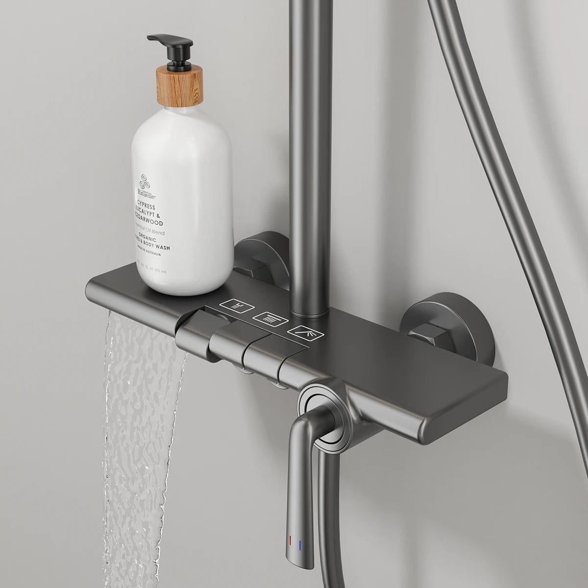 Brushed Rose Gold Bathroom Shower System Faucet 12