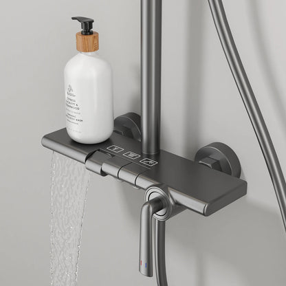 Brushed Rose Gold Bathroom Shower System Faucet 12