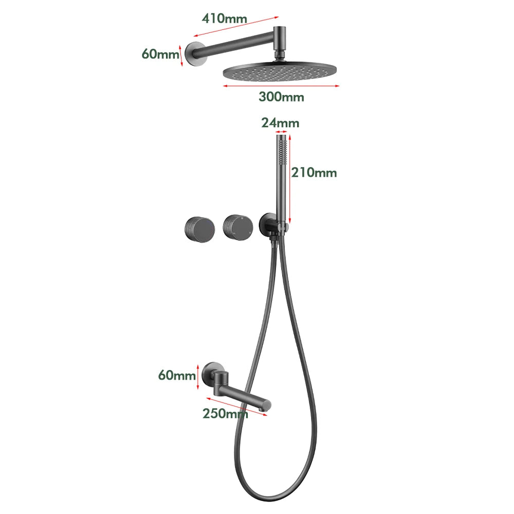 Gunmetal Shower Faucet Or Ways Concealed Box Bathroom