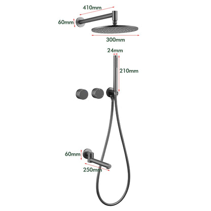 Gunmetal Shower Faucet Or Ways Concealed Box Bathroom