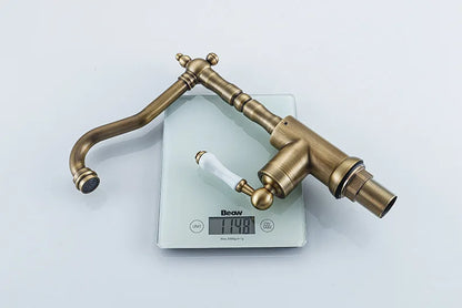 Brass Faucet Ceramic Handle Deck Mount Bathroom Basin