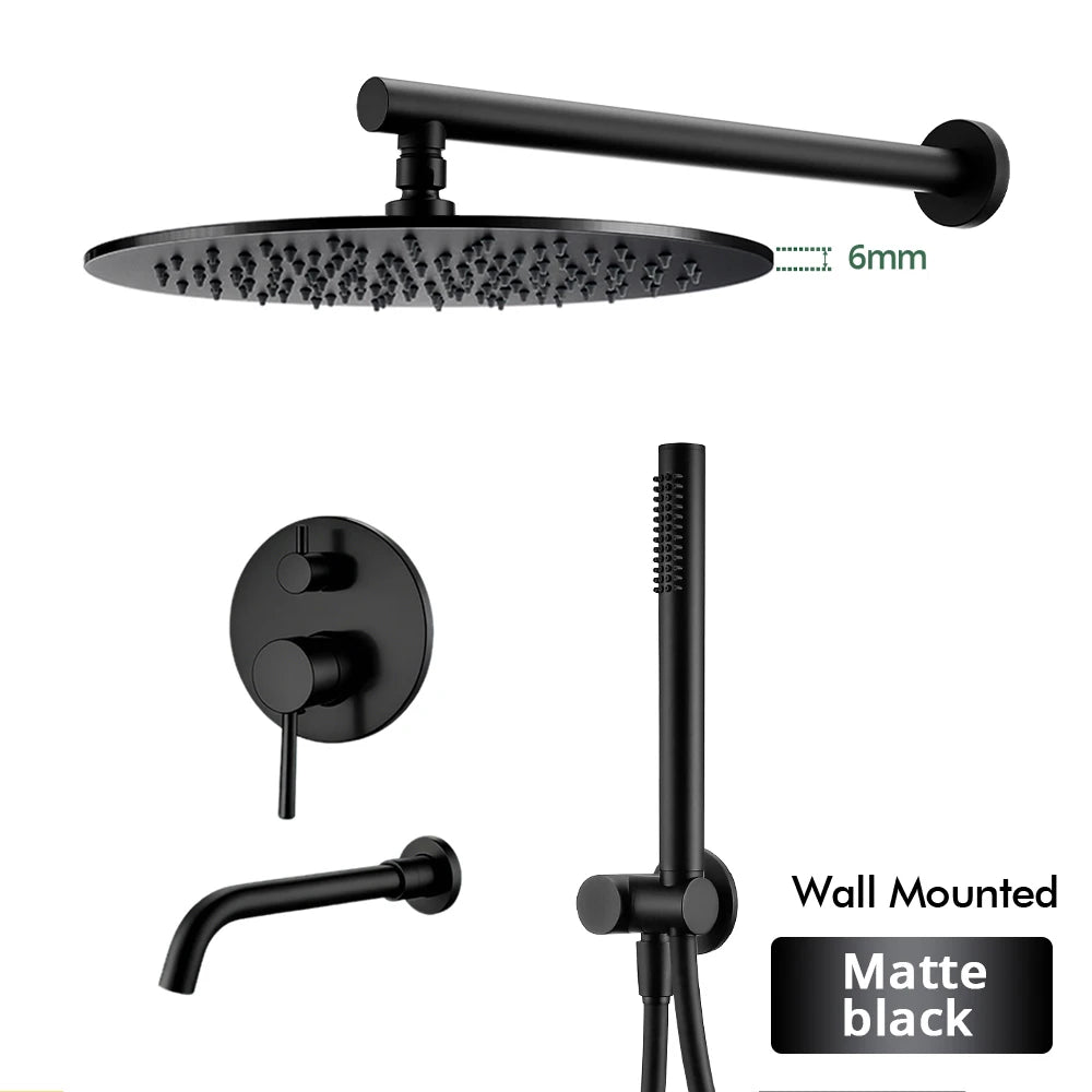 Bathroom Faucet Shower Mixer Tap Spout Black Solid