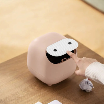 Mini Trash Can Lid Cute Ninja Desktop Trash