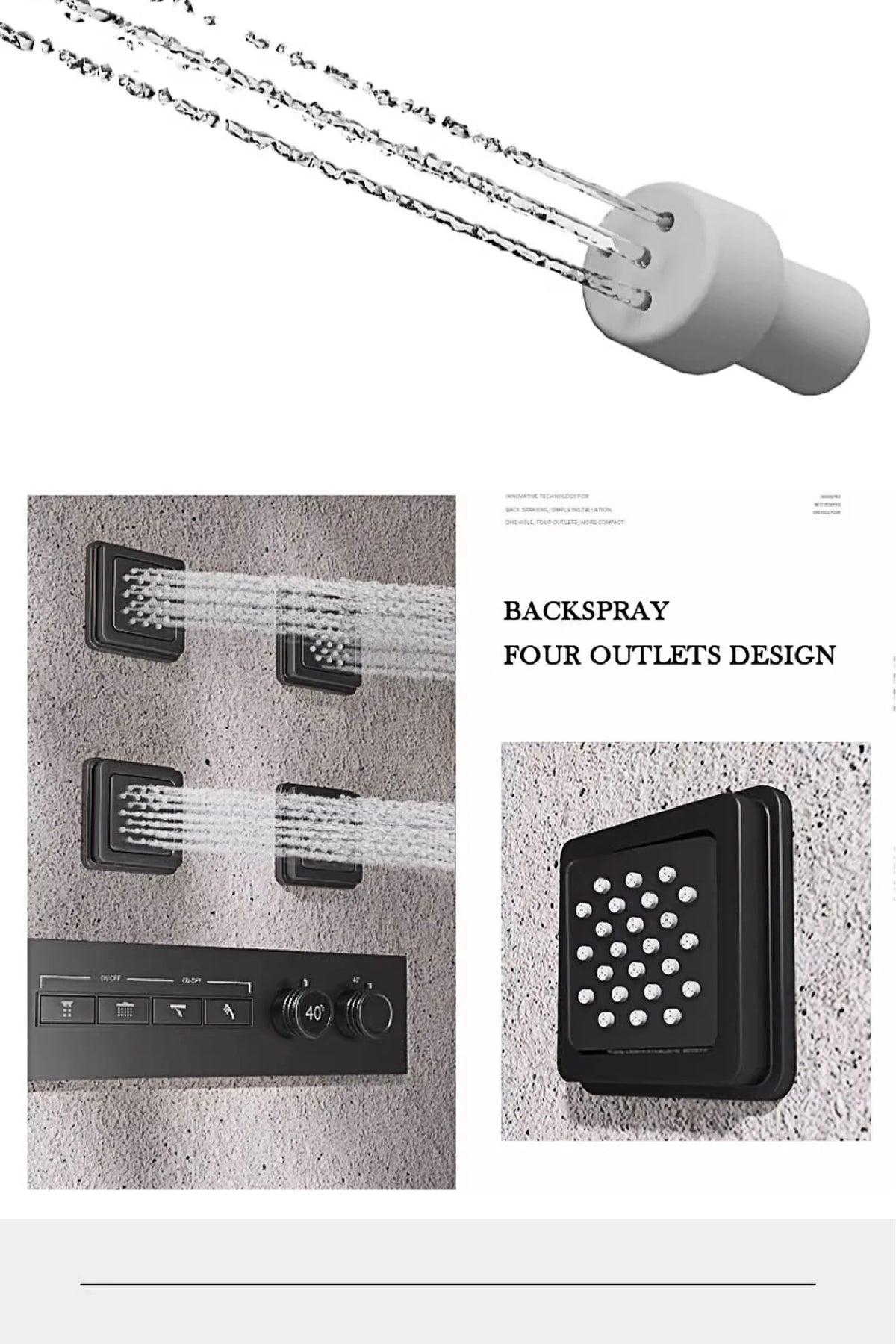 Luxury Gun Gray Brass Shower System Ceiling Design