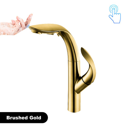 Luxury Brass Gold Touch Switch Faucet Pull-Out Design