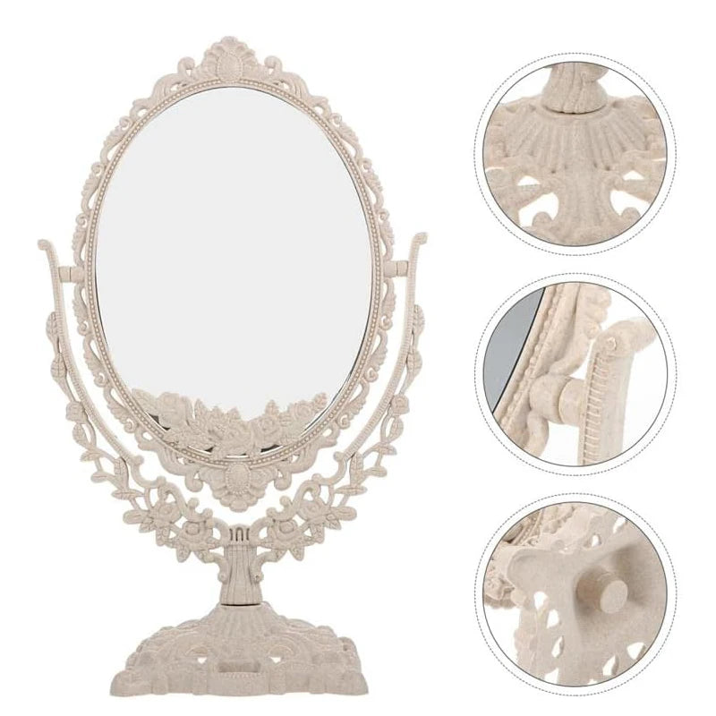 Vintage European Style Makeup Mirror Oval Shaped Cosmetic