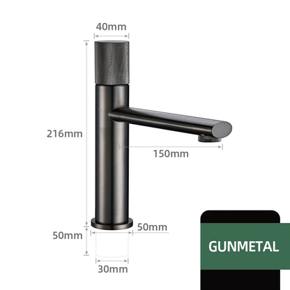 Knurled Faucet Brushed Gold Basin Faucet Bathroom Taps