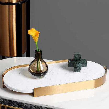 Scandinavian Decorative Natural Marble Tray Bathroom Luxury