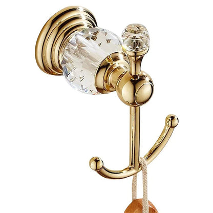 Luxury Crystal Bathroom Gold Polished Brass Bath Hardware