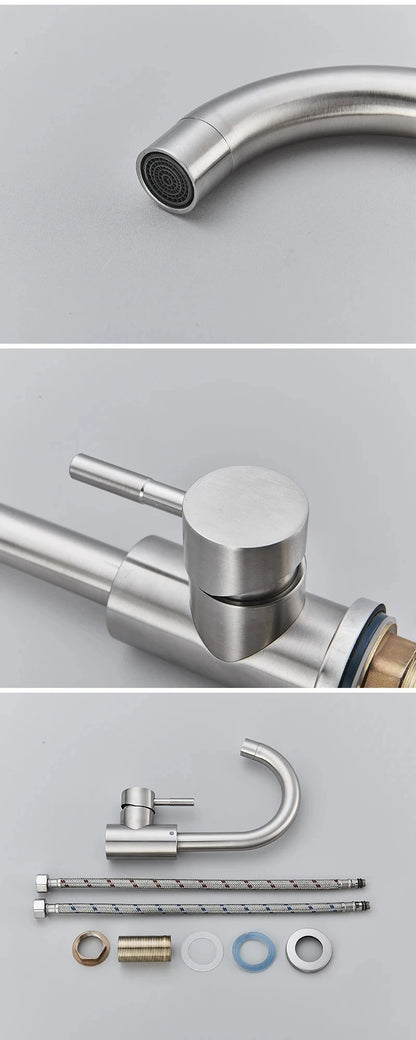 304 Stainless Steel Bathroom Basin Faucet Cold Wash