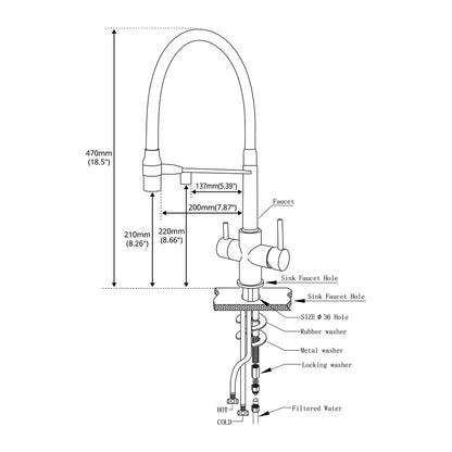 Gunmetal Faucet Brass Ways Sink Mixer Black Hose