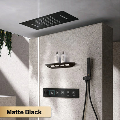 Gun Gray Brass Ceiling Constant Temperature Shower System