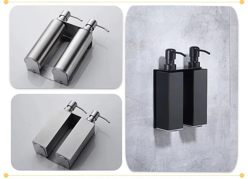 Black Liquid Soap Dispenser Shampoo Hotel Bathroom Wall