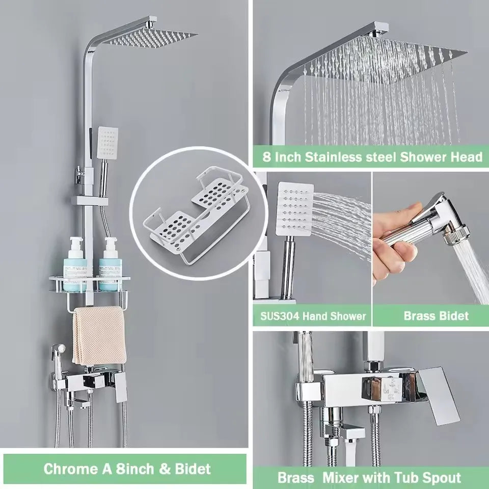 Cold Bathroom Shower Stainless Steel Bathroom Faucet System