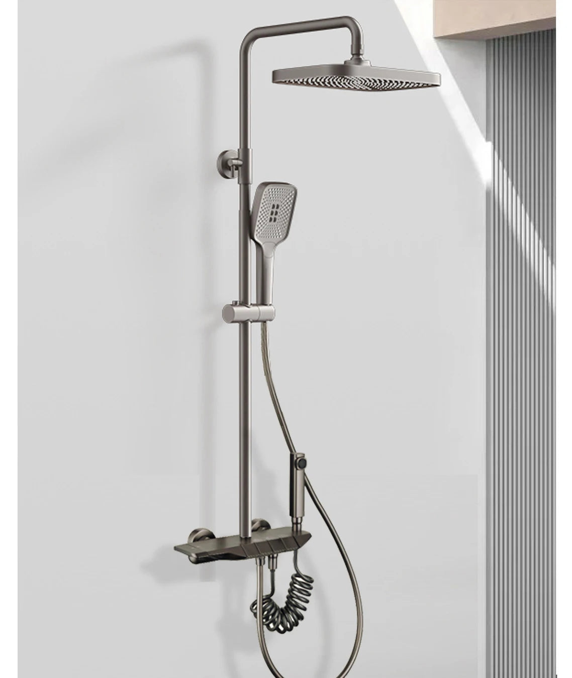 Grey Shower System Bathroom Digital Led Rain Showers