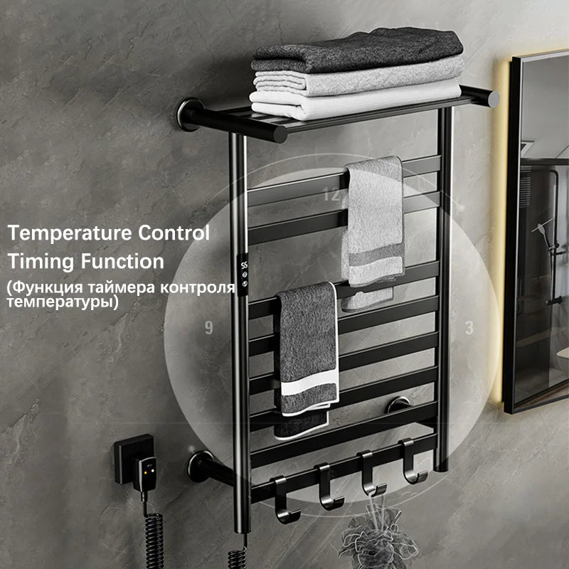 Black/White/Gray Towel Dryer Digital Display Electric Towel Rack