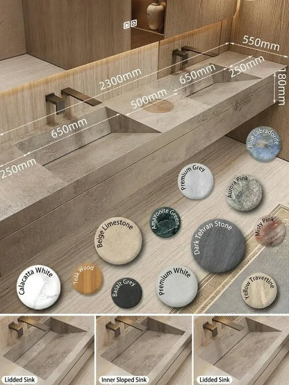 Any Size Custom Marble Seamless Stone Vanity Customizable