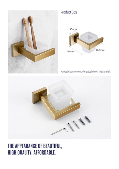 Brushed Gold Bathroom Toilet Brush Holder Toilet Paper